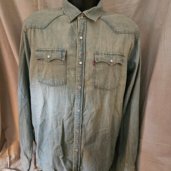 Men's Levi's Denim Shirt Sz XL NEW NWTG Wester Snaps - Picture 2 of 6